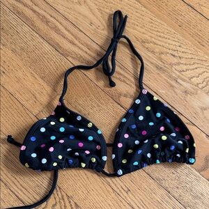 Source Unknown Black Polka Dot Triangle Bikini Top with Multicolor Dots